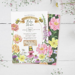 Babyskor och babyskor enligt vildblomskoder inbjudningar