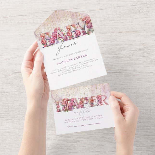 Babyskor och Blommigten Raffle Rosa Guld (Avrivbar del)
