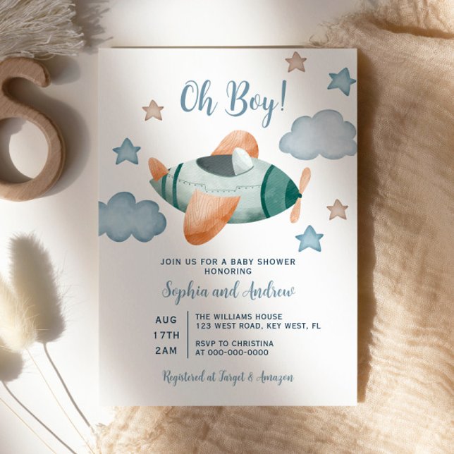 Babyskor på upp- och avstigningsflygplan inbjudningar (Skapare uppladdad)