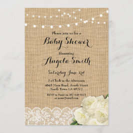 Babyskor Party Ro Burlap Snöre Ljus Inbjudan