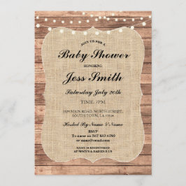 Babyskor Party Rustic Wood Burlap BBQ Inbjudan