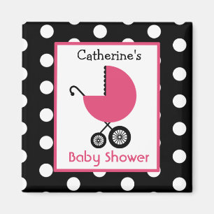 Babyskor - Rosa Carriage and Polka Dot Magnet
