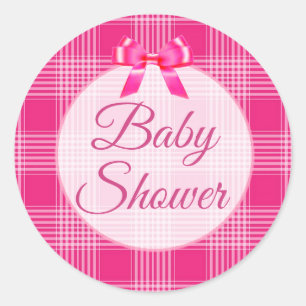 Babyskor Rosa Plade och Bow Stickers Runt Klistermärke
