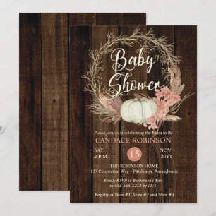 Babyskor - Rustik Pumpkin Pampas Wandeans Inbjudningar