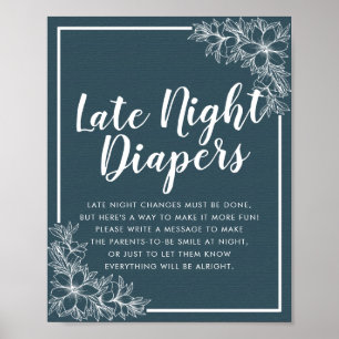 Babyskor Sent nattblöjor Blåvita blommor Poster