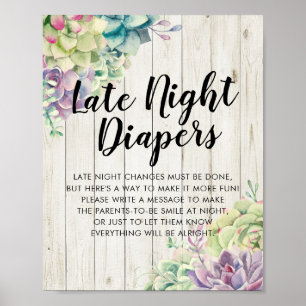 Babyskor Sent på natten Undertecknar Succule Wood Poster