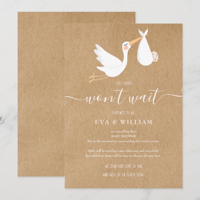 Babyskor, skrynklingskort inbjudningar (Fram/baksida)