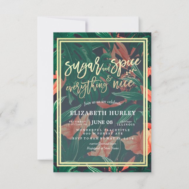 Babyskor, socker och spis och allt fint blomma inbjudningar (Framsida)