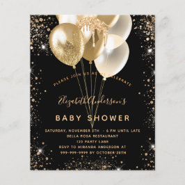 Babyskor svarta guld glitter-ballonger flygblad