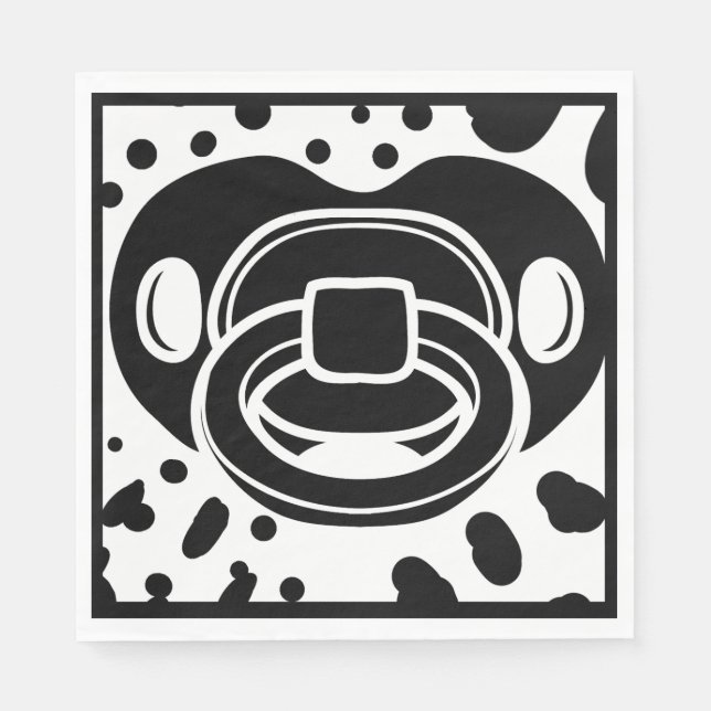 Babyskor - Svarta och vita - Nappar Pappersservett (Framsidan)