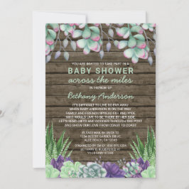 Babyskor tvärs över Miles Rustic Succulents Inbjudningar