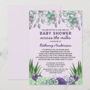 Babyskor tvärs över Miles Watercolor Succulents Inbjudningar