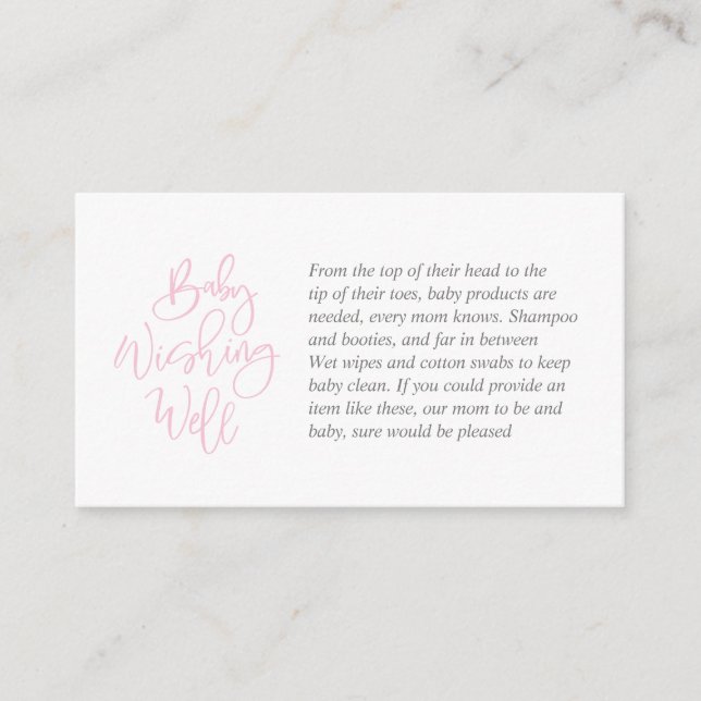 Babyskor, Wishing Well, Kreativ rosa Script Tilläggskort (Framsida)