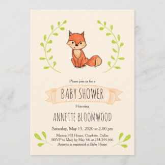 Babyskugga för kute Fox Woodland Inbjudningar