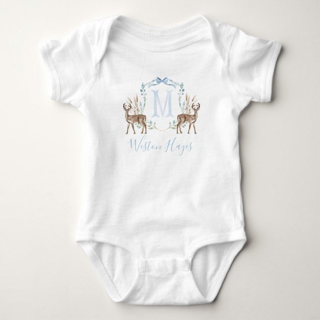 Babyskur för Preppy Southern Blue Hjort Boy T Shirt (Framsida)