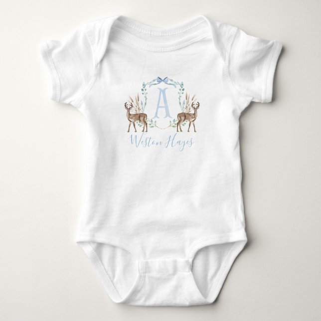 Babyskur för Preppy Southern Blue Hjort Boy T Shirt (Framsida)