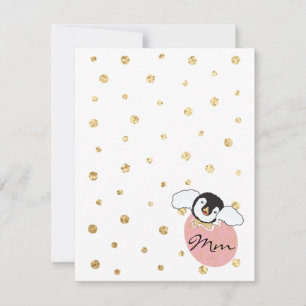 Babyskussaren Tack, "Penguin Rosa/Guld" Tack Kort
