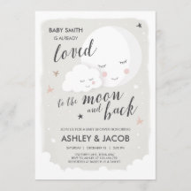 Babyskuvött till inbjudan Måne och bak