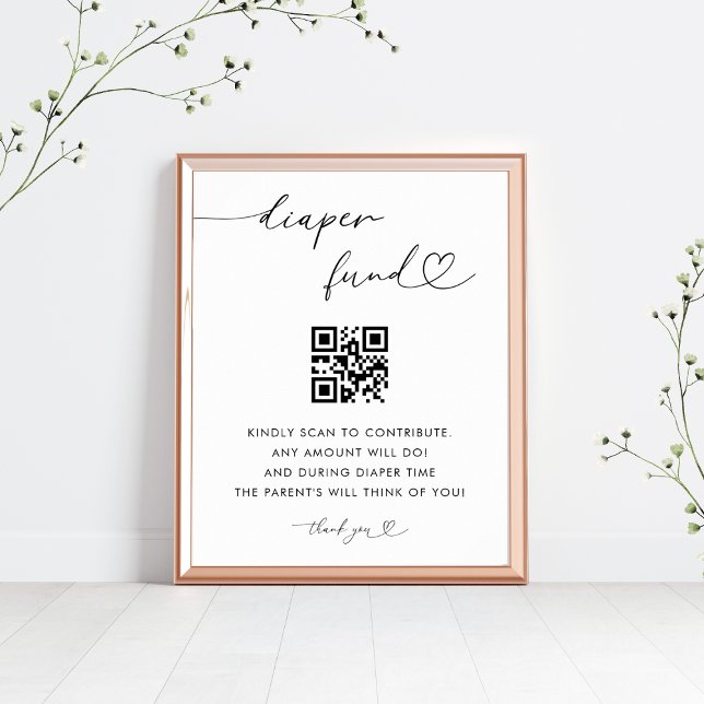 Babyskylt för Heart Script Diaper Fund Poster (Skapare uppladdad)