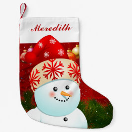 Babysnögubbe med den röda Santa hatten Liten Julstrumpa