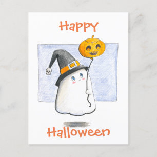 Babyspöke med en Balloon//happy halloween Helg Vykort
