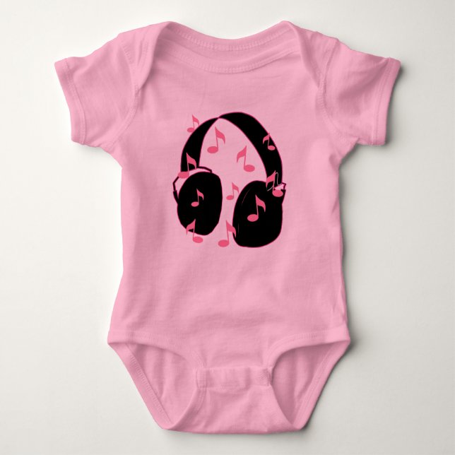 Babysten!  Hörlurar med mikrofon med rosa musik Tee (Framsida)
