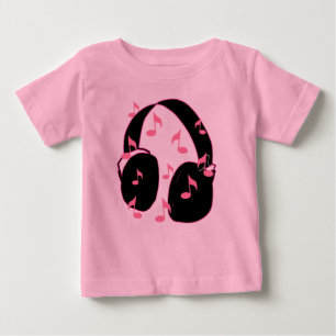 Babysten! Hörlurar med mikrofon med rosa musik Tee Shirt