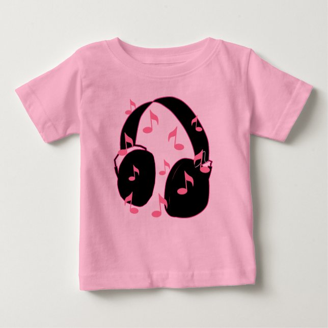 Babysten!  Hörlurar med mikrofon med rosa musik Tee Shirt (Framsida)