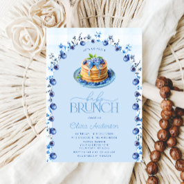 Babystövel för Cute Blueberry Pancake Baby Brunch Inbjudningar