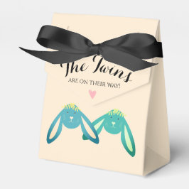 Babystövel för Cute Whimsical Gult Twin Bunnies Ba Presentaskar