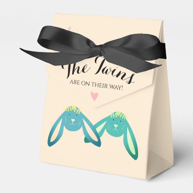 Babystövel för Cute Whimsical Gult Twin Bunnies Ba Presentaskar (Framsidan Sidan)