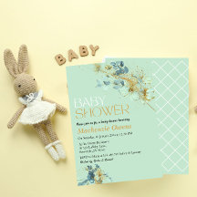 babystövel för söt Grönt och Guld Blommigt