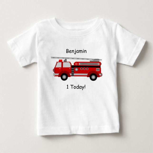 Babyt-Skjortan med avfyrar lastbilen, namn och T Shirt (Framsida)