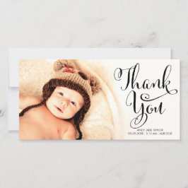 Babytackcalligraphyen överdrar fotokort tack kort