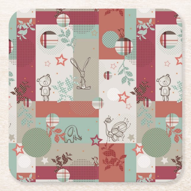 Babytäckemönster 2 underlägg papper kvadrat (Framsidan)
