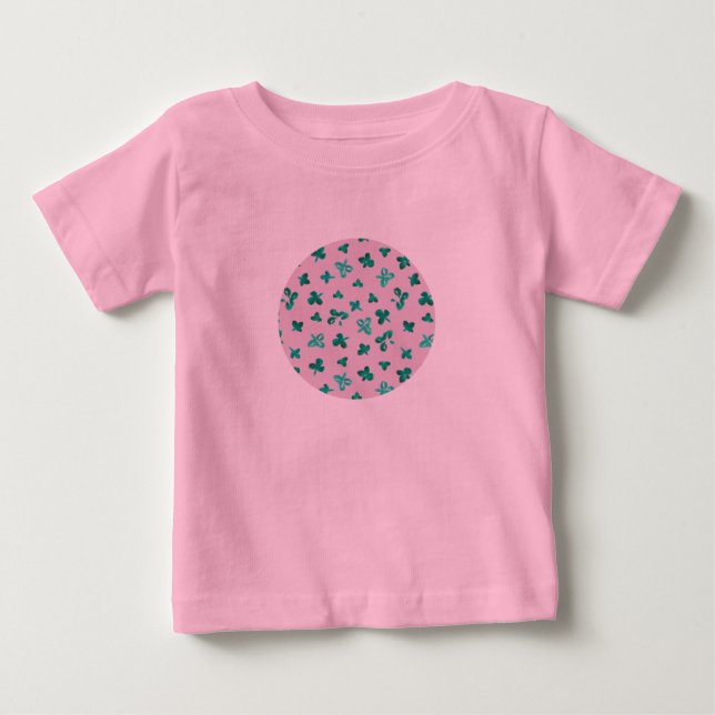 Babytutubodysuit med klöverlöv på rosor t-shirt (Framsida)