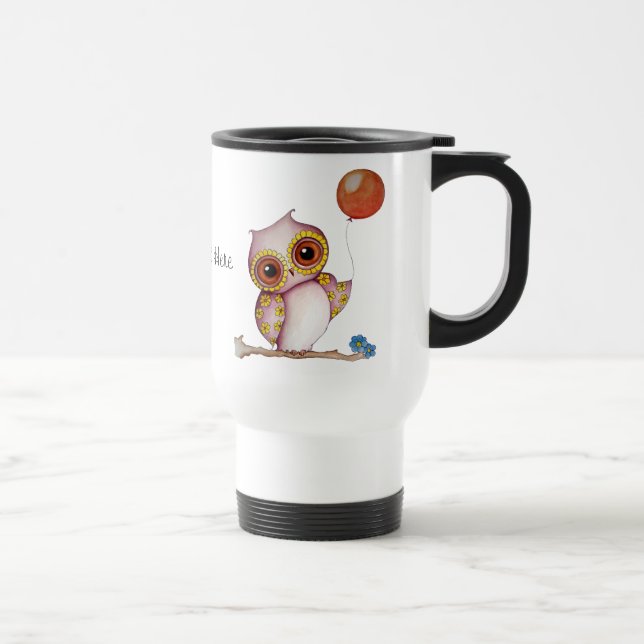 Babyuggla med ballonganpassadetravel mug resemugg (Höger)