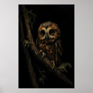 Babyuggla sittande Mörk Akademia, Mörk stämning Poster