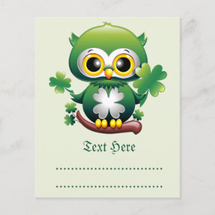Babyuggla Söt St Patrick Tecknad Film Flygblad