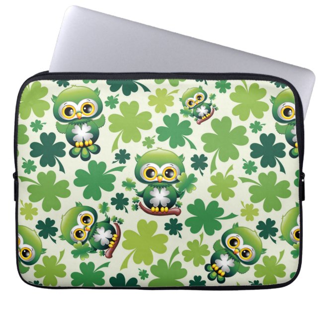 Babyuggla Söt St Patrick Tecknad Film Laptop Fodral (Framsidan)