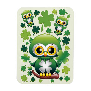 Babyuggla Söt St Patrick Tecknad Film Magnet