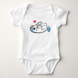 Babyunicorn som matar tid - blått tee shirt
