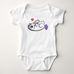 Babyunicorn som matar tid - lila tröja