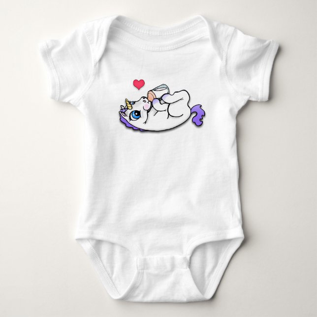 Babyunicorn som matar tid - lila tröja (Framsida)