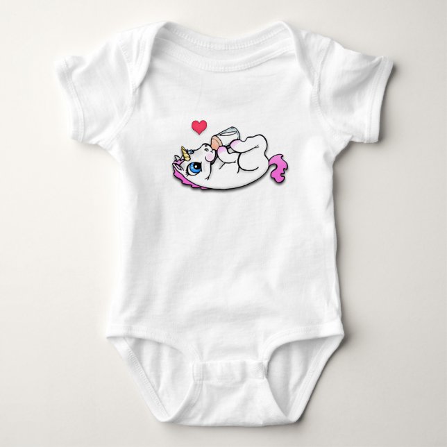 Babyunicorn som matar tid tee shirt (Framsida)