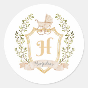 Babyvagnsmonogram H Neutral Runt Klistermärke