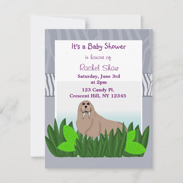 Babyvalross Baby Shower-inbjudan Inbjudningar (Framsida)