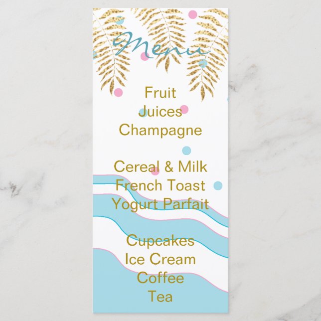 Babyvisningsmenyn "Flamingo Mamma & Baby" Meny (Framsida)