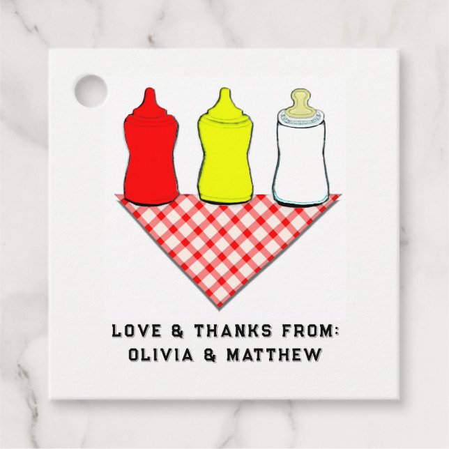 Babyvisningsprogram BBQ Gåvor Etiketter (Framsida)