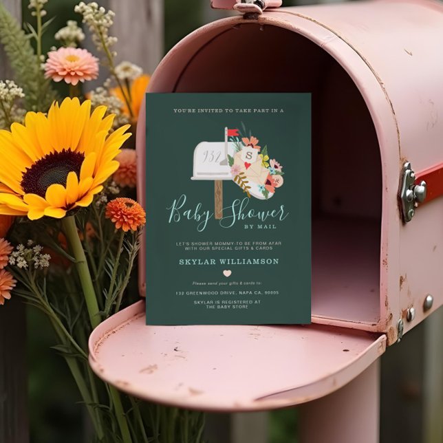 Babyvisningsprogram efter e-postvisningsprogram so inbjudningar (Baby Shower By Mail Shower Mommy-To-Be From Afar Invitation)